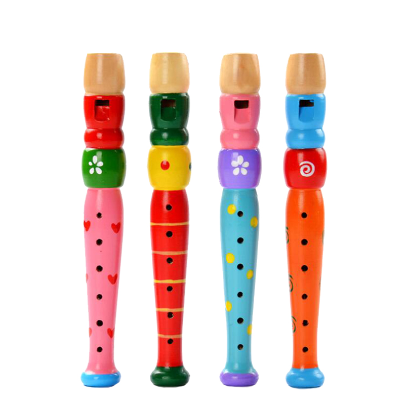 Musical Instrument Project - ホットカラフルな木製フルート楽器トランペットラッパフーターキッズ教育音楽おもちゃ子供のため