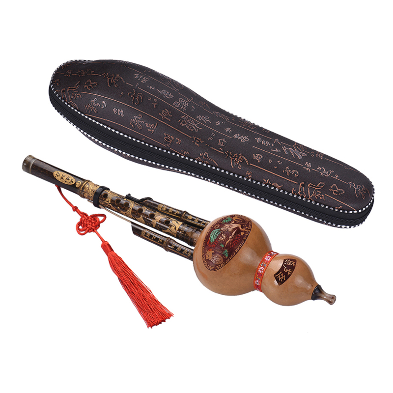 Tin Whistle Flute - 中国の手作り黒竹フルーシひょうたんフルート、民族楽器、初心者音楽愛好家のためのケース付きcのキー、cucurbit