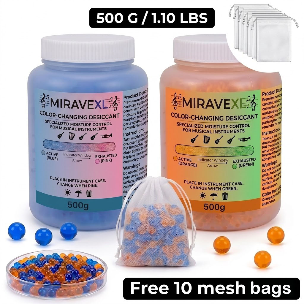 Violin Musical Instrument - MIRAVEXL カラーチェンジシリカゲル乾燥剤 500g、再利用可能な吸湿剤 ギター、バイオリン、ハーモニカなどの楽器保管用