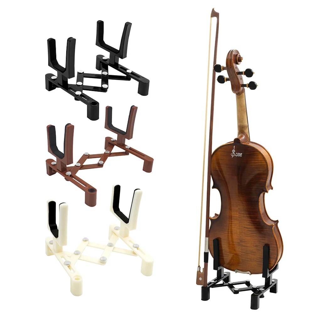 Musical Instrument Fiddle - 調整可能なバイオリンスタンドホルダーポータブルフルサイズ弦楽器アクセサリー格納式折りたたみフィドルブラケットスポンジパッド
