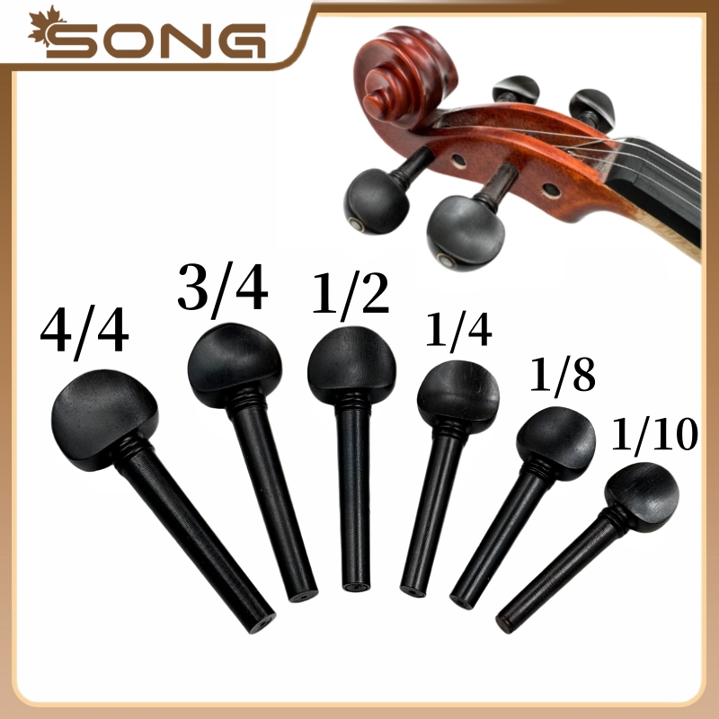 Musical Instrument Fiddle - エボニーバイオリンチューニングペグ、4/4、3/4、1/2、1/4用チューナー、チェロペグ、フィドル、楽器アクセサリー、4個