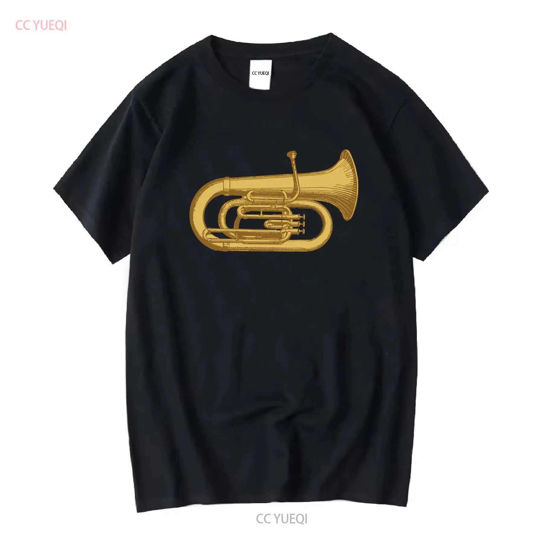 Musical Instrument Euphonium - ユーフォニアム金管楽器メンズコットンTシャツトップヴィンテージウォッシュドややトップ日常着用スタイリッシュなグラフィック