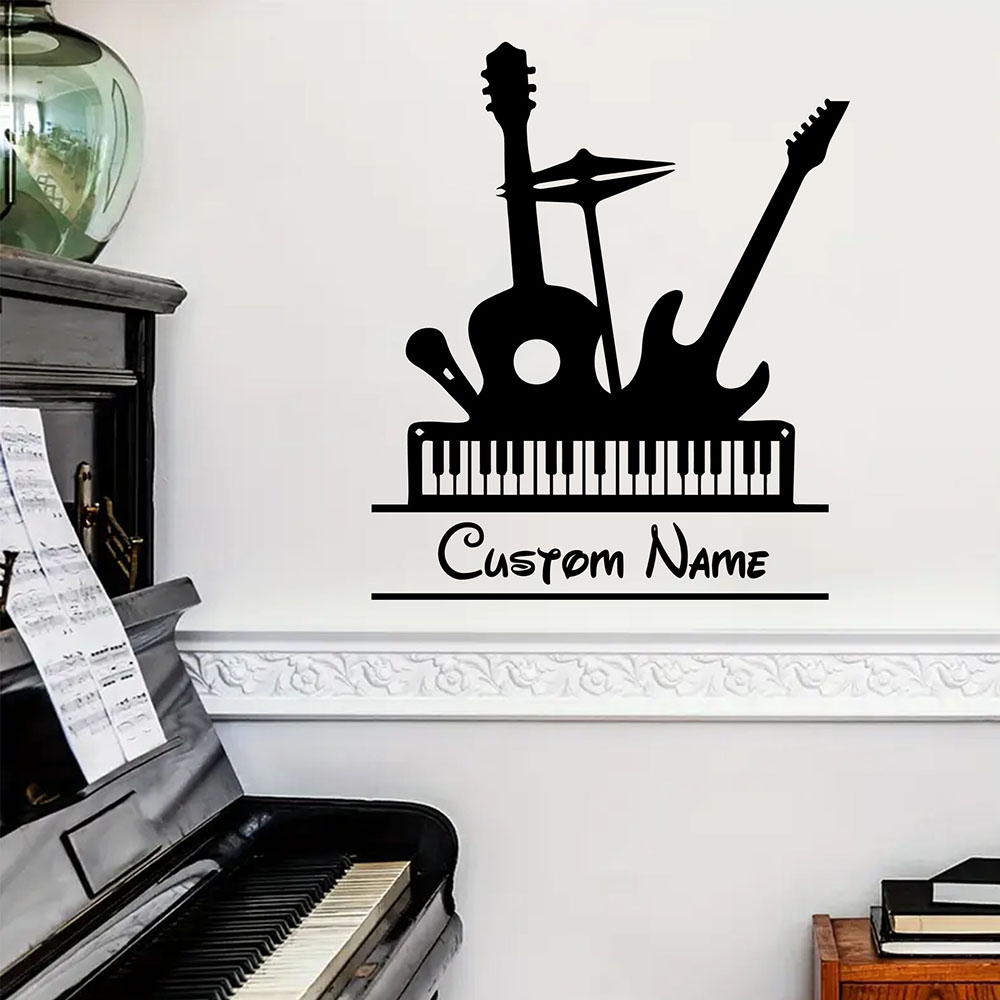 Musical Instrument Name - 1PC 漫画楽器カスタム名名前壁デカールアートビニールステッカー学習室ビニールアートデカール