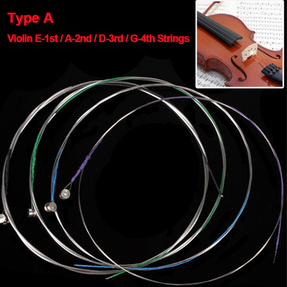 Violin Musical Instrument - バイオリン用ニッケル弦4本セット、楽器パーツ、アクセサリー、e-a-d-g-d-g-1st/a-2nd/d-3rd/g-4th