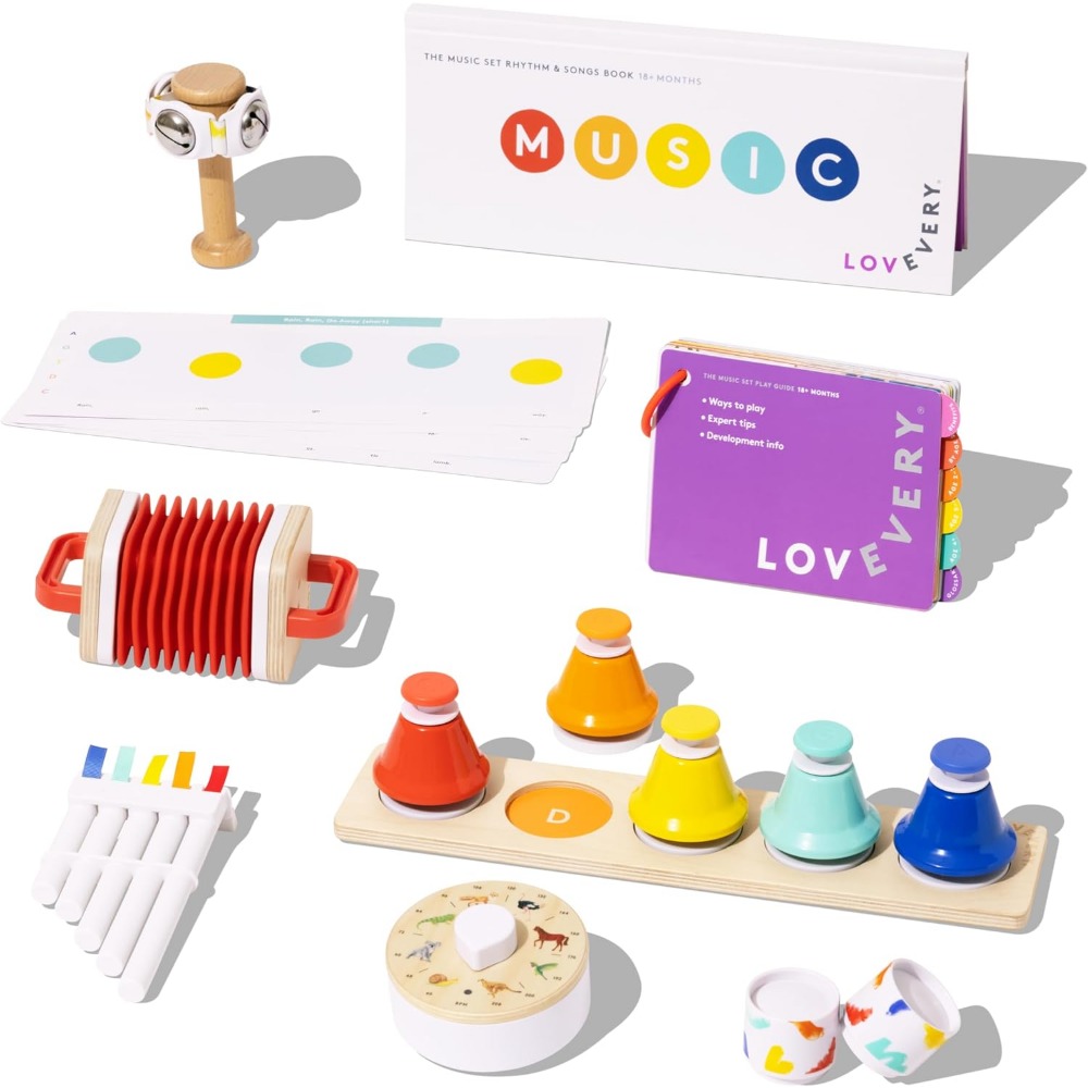 Musical Instrument Book - 幼児向け音楽セット | 6種類のモンテッソーリ楽器とリズムブック | 18ヶ月から4歳以上