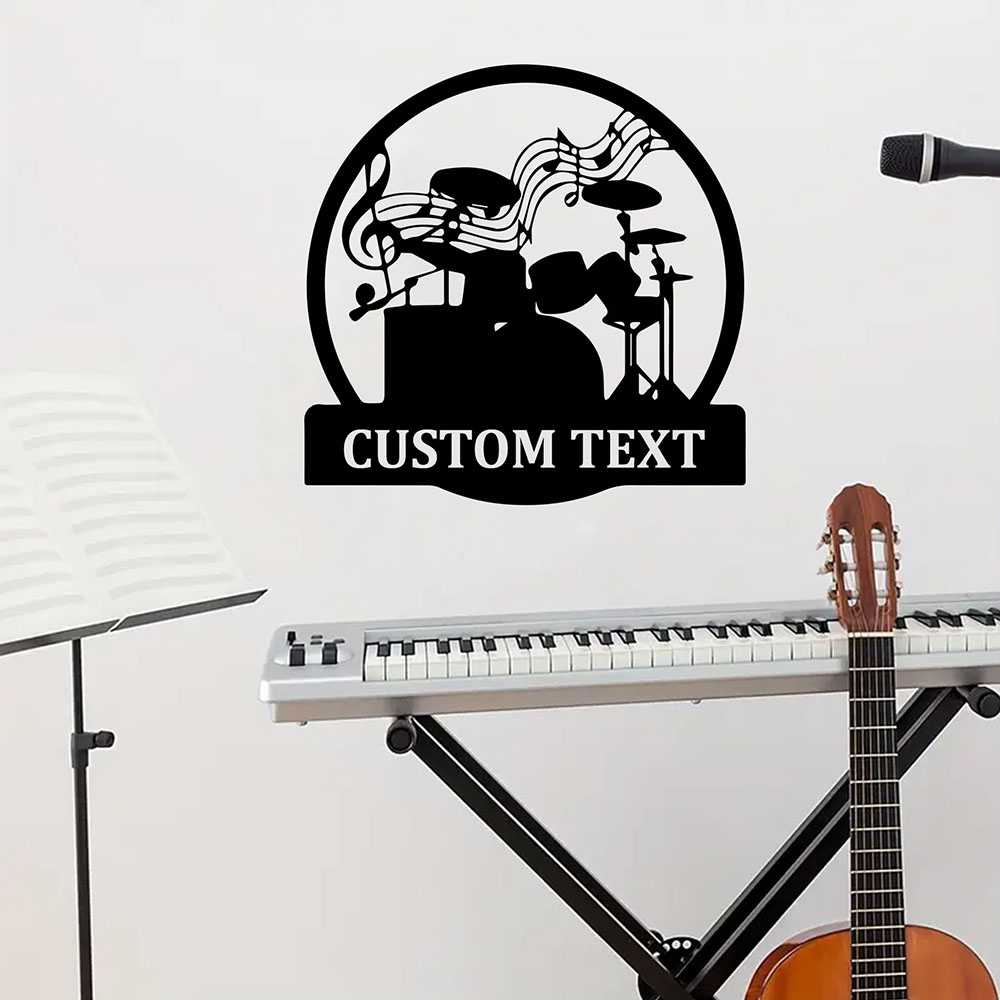 Musical Instrument Name - 1PC クリエイティブ楽器カスタマイズ可能な名前ビニール自己粘着壁紙寝室の装飾ステッカー壁画