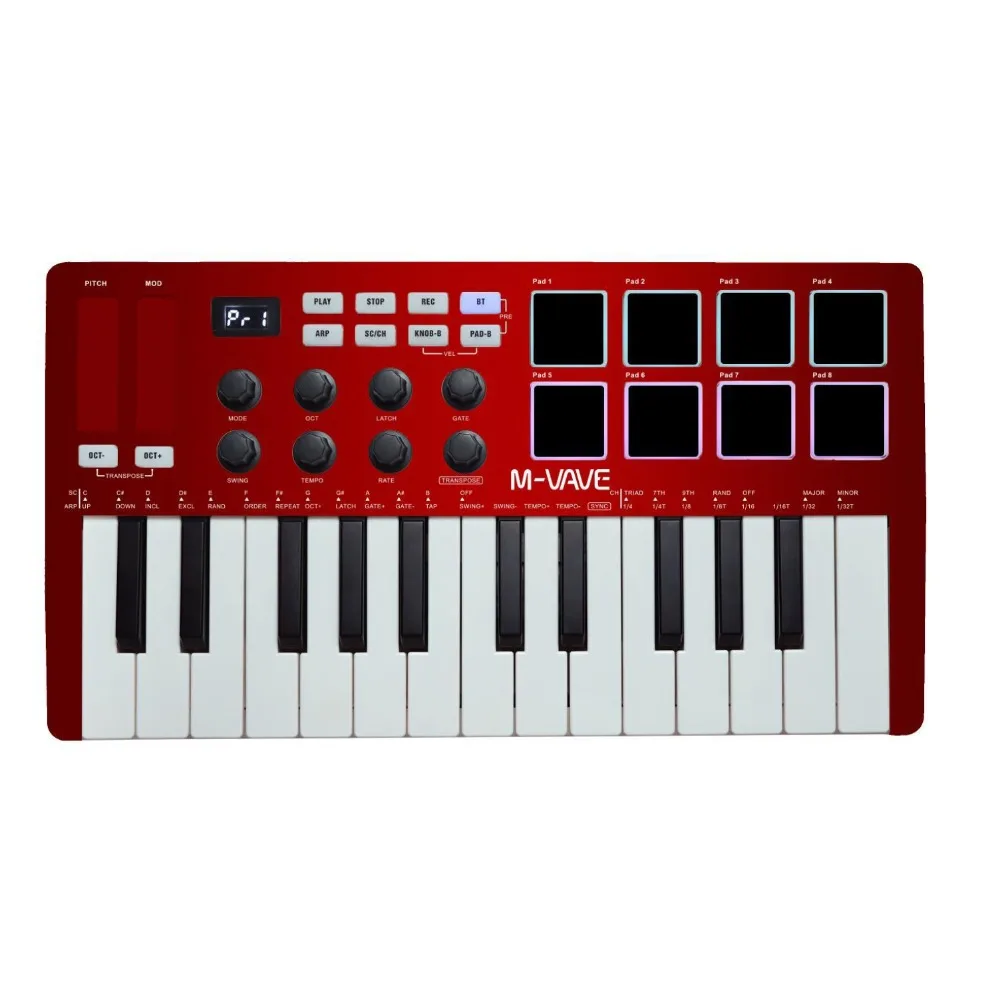 Musical Instrument Of Keyboard - M-VAVE MIDI 25鍵USB MIDIキーボードコントローラーDJ機器、8つのバックライト付きドラムパッド、8つのノブ、8つのRGBミュージックキーボード楽器