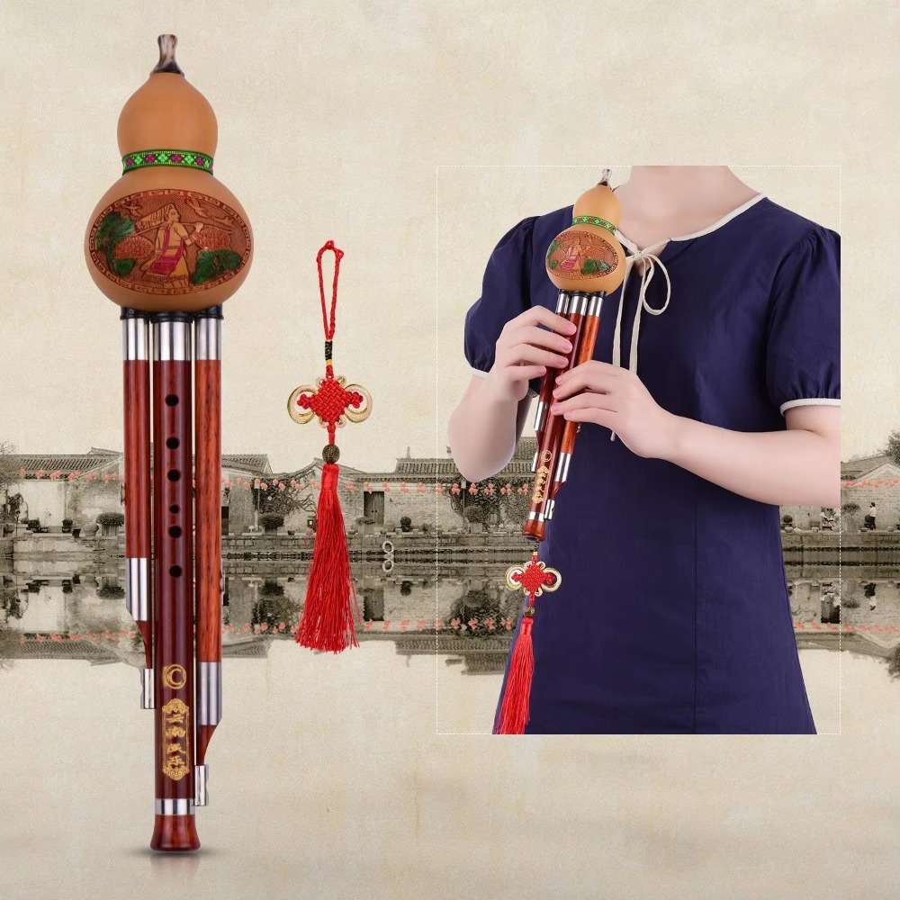 3トーンCキー フルート型笛 木製管 中国伝統楽器 中国結び - Musical Instrument Music のレビューと価格