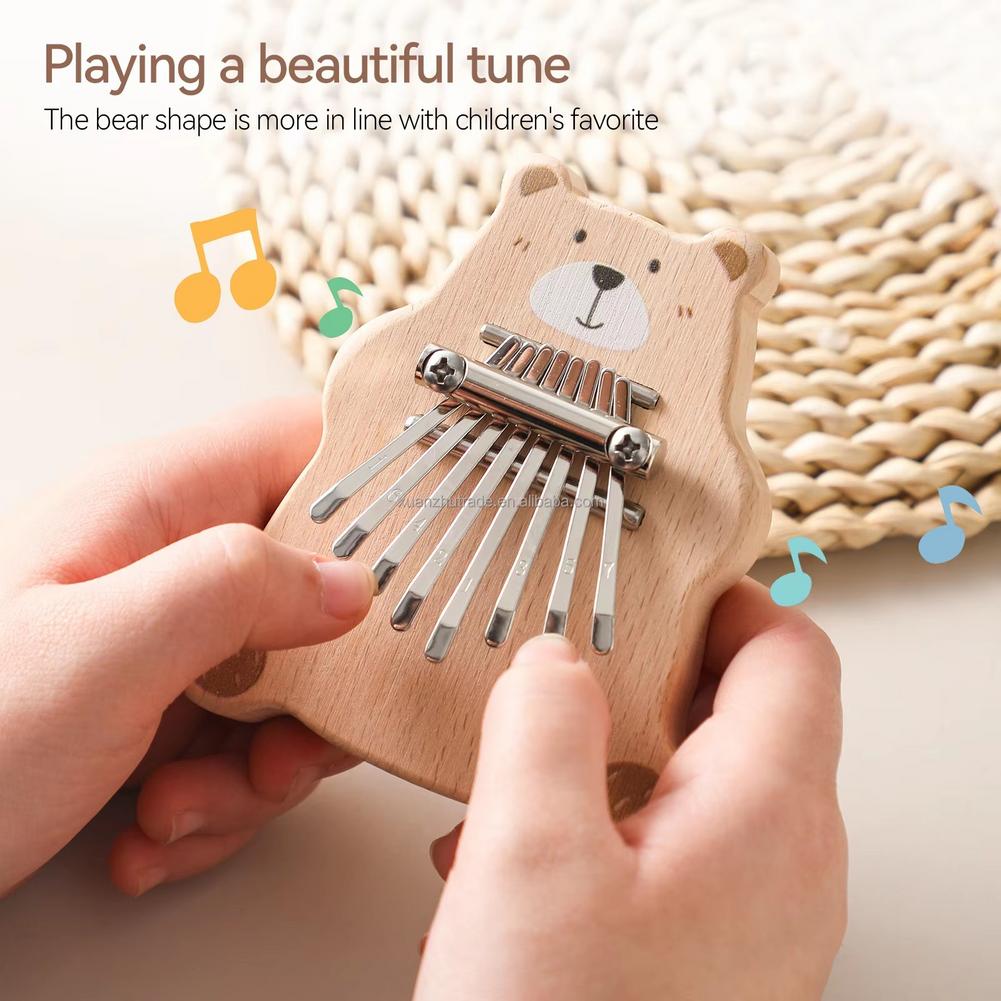 8 キーミニカリンバポータブル親指ピアノ漫画クマ指楽器ベビー - Musical Instrument Kids のレビューと価格