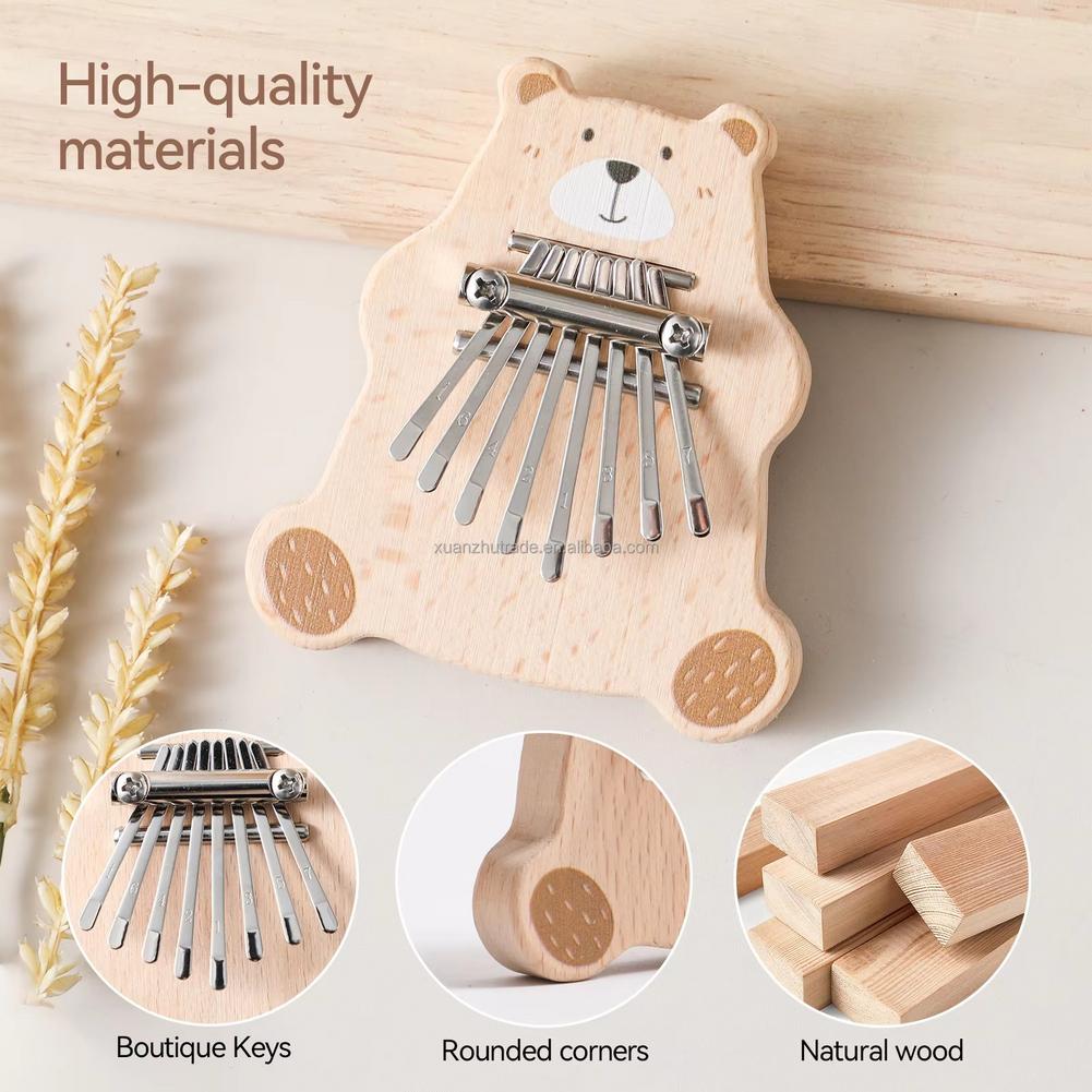 8 キーミニカリンバポータブル親指ピアノ漫画クマ指楽器ベビー - Musical Instrument Kids のレビューと価格
