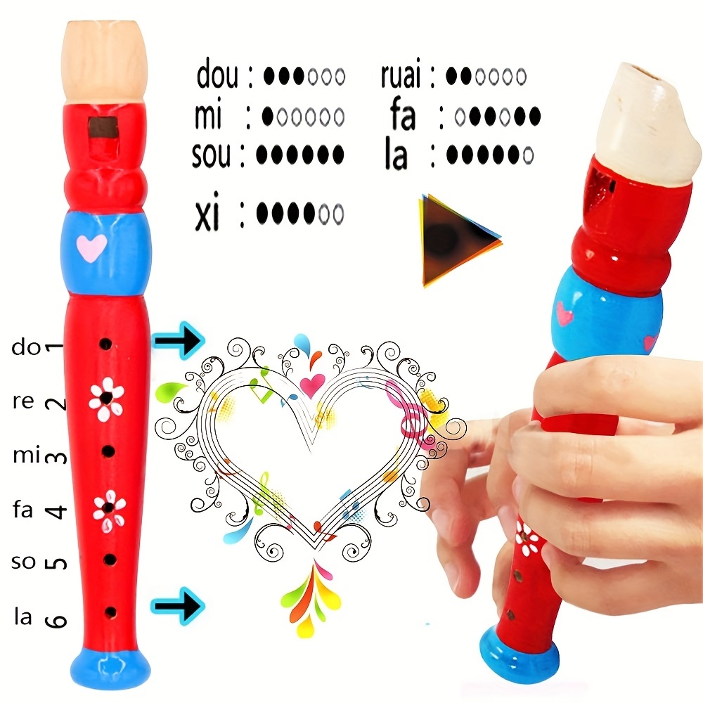 1pc 木製フルート 6 穴カラフルな漫画クラリネットピッコ - Musical Instrument Games のレビューと価格