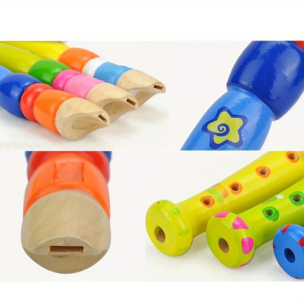 1pc 木製フルート 6 穴カラフルな漫画クラリネットピッコ - Musical Instrument Games のレビューと価格