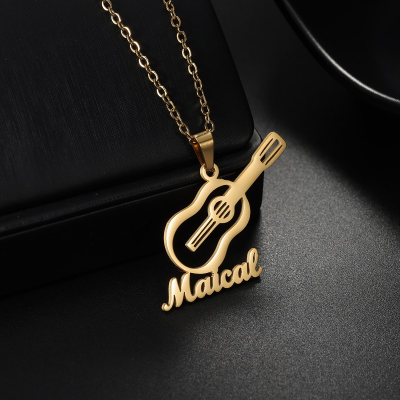 新しいカスタム名楽器ペンダントネックレスステンレス鋼チャーム - Musical Instrument Name のレビューと価格