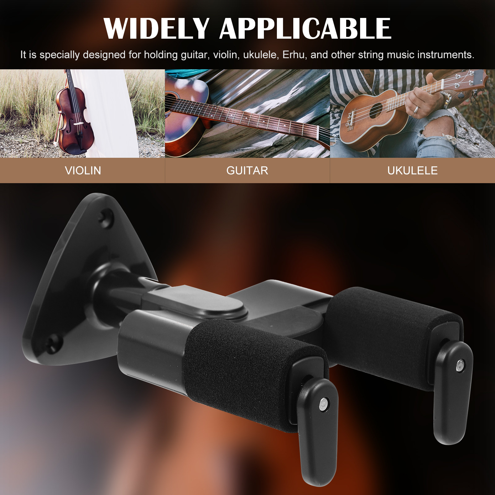 1 セットギター壁掛けハンガー重力セルフロック楽器ホルダーギ - Violin Musical Instrument のレビューと価格
