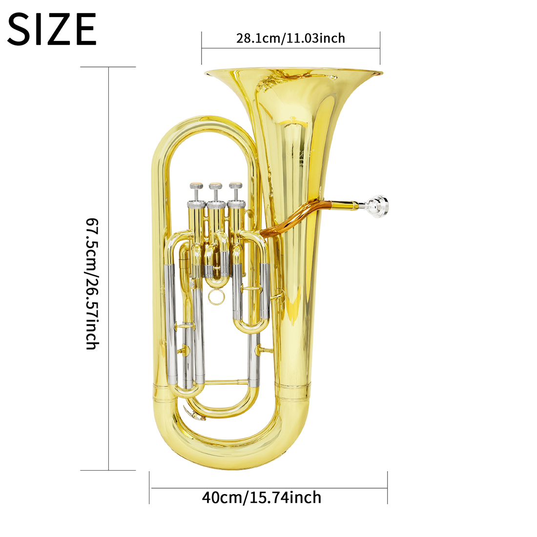 SLADE Bbユーフォニアム 3キー垂直バルブ ゴールドラ - Musical Instrument Euphonium のレビューと価格