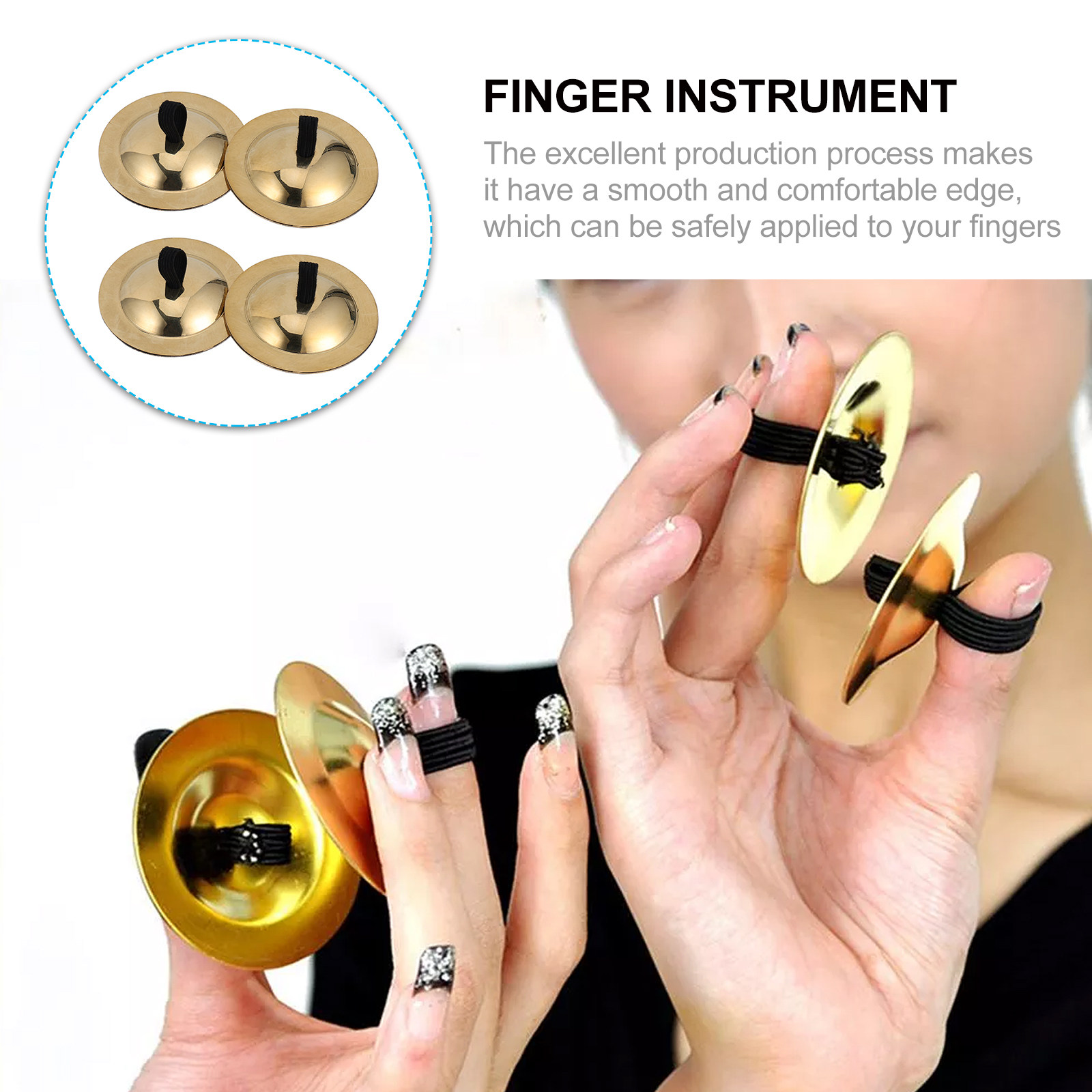 2 ペアの銅製フィンガーシンバルミニ小型楽器子供用ダンスパー - Musical Instrument Kids のレビューと価格