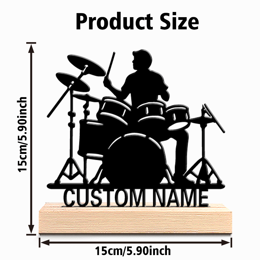 1個 カスタムネーム ドラムを叩く音楽家 メタル製置物 木製 - Musical Instrument Name のレビューと価格