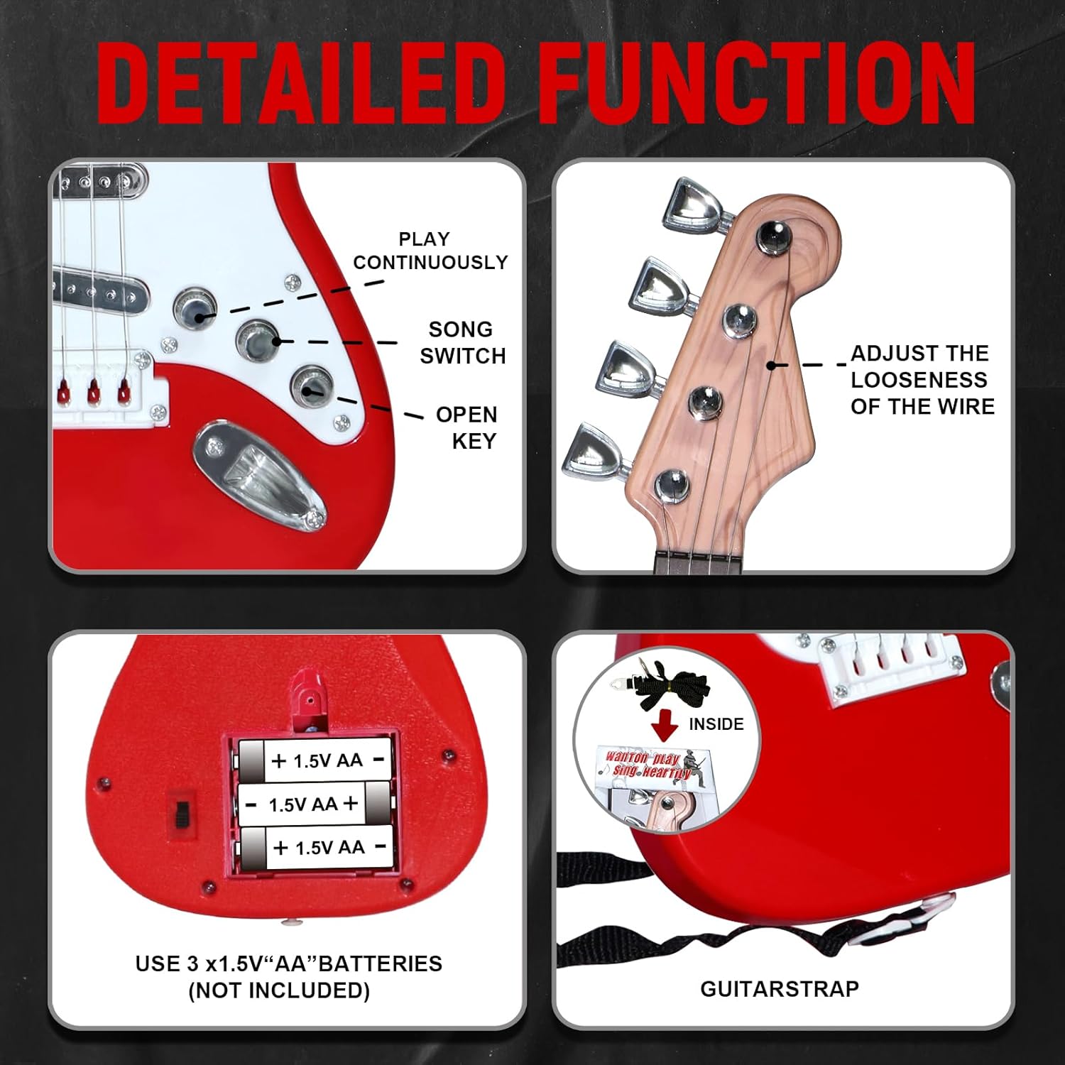 子供用エレキギターおもちゃ - 4弦多機能電子楽器、ポータブ - Musical Instrument Project のレビューと価格